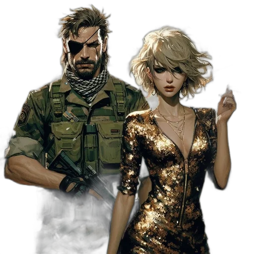 weapon, jacket, concept art, comic book art, cyberpunk, fantasy art, golden, earth tones transparent PNG cut-out