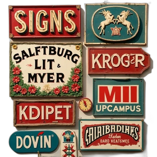 second, image, collage, various, signs, advertisements, top, sign transparent PNG cut-out