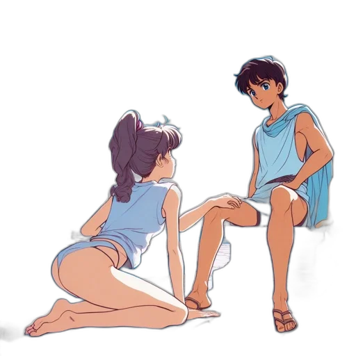 anime, concept art, cartoon, vaporwave, underwater, beach, fire, outer space transparent PNG cut-out