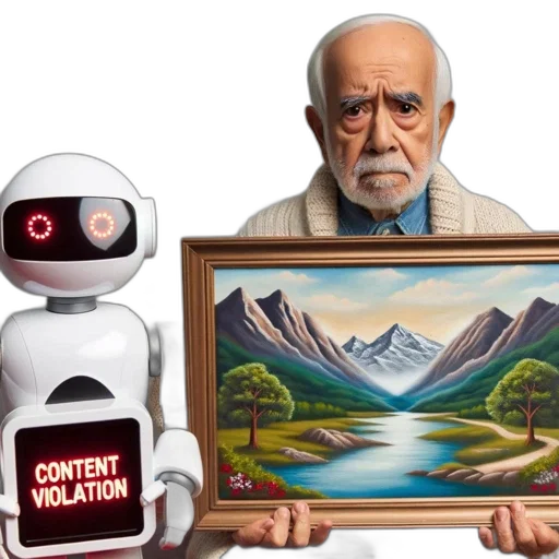 robot, face, concept art, oil painting, photorealistic, elderly, man, holds transparent PNG cut-out