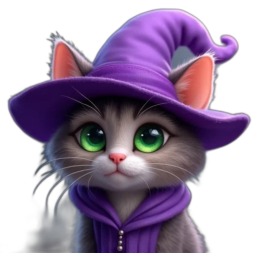hat, animal, staff, fantasy art, photorealistic, concept art, cartoon, pastel transparent PNG cut-out