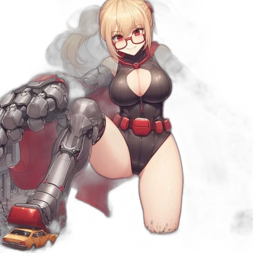 robot, weapon, dress, concept art, cyberpunk, fantasy art, pixel art, fire transparent PNG cut-out