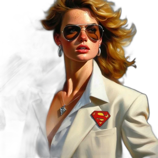 jacket, comic book art, photorealistic, concept art, fantasy art, woman, golden, hair transparent PNG cut-out