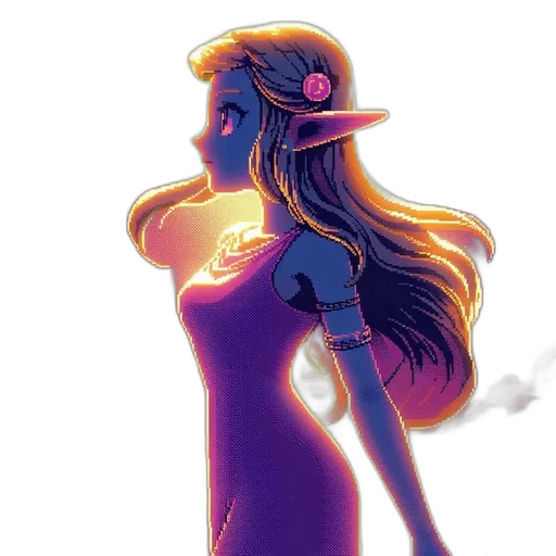 dress, staff, fantasy art, concept art, watercolor, pixel art, neon lights, fire transparent PNG cut-out