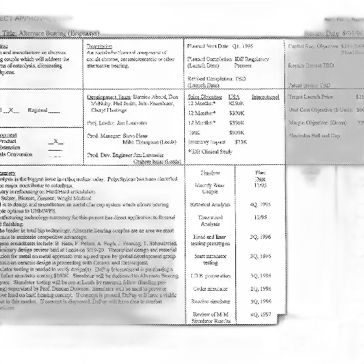 project, approval, form, various, sections, filled, out, including transparent PNG cut-out