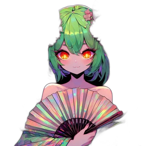 umbrella, hat, staff, weapon, anime, pixel art, vaporwave, watercolor transparent PNG cut-out