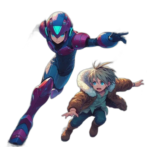 robot, weapon, concept art, anime, pixel art, vaporwave, blue, pastel transparent PNG cut-out