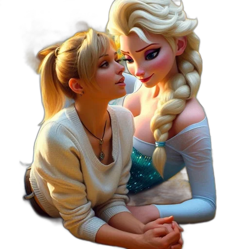 photorealistic, fantasy art, 3d render, concept art, snow, two, animated, characters transparent PNG cut-out