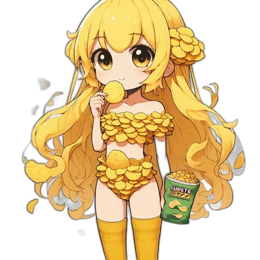 food, pixel art, anime, cartoon, fantasy art, golden, chibi-style, character transparent PNG cut-out