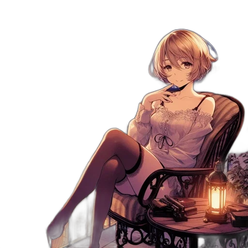 dress, crown, staff, furniture, concept art, fantasy art, watercolor, anime transparent PNG cut-out