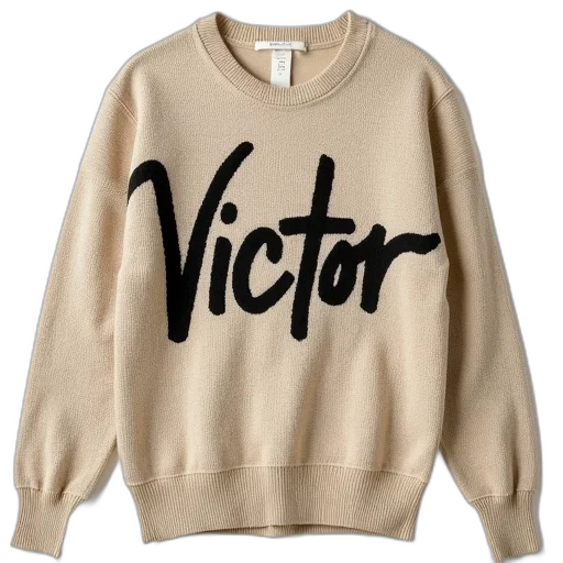 jacket, beige, knitted, top, large, cursive, victor, graphic transparent PNG cut-out