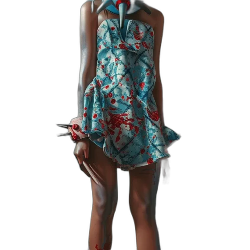 dress, concept art, 3d render, photorealistic, fantasy art, dark, blue, figure transparent PNG cut-out