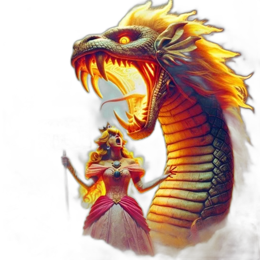 dragon, sword, fantasy art, concept art, pixel art, watercolor, fire, golden transparent PNG cut-out