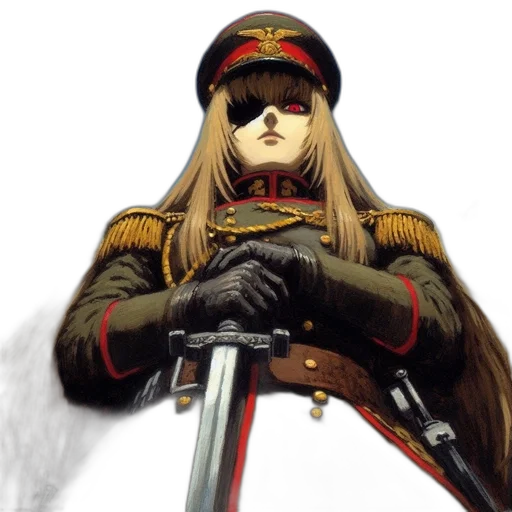 staff, weapon, sword, hat, concept art, anime, comic book art, photorealistic transparent PNG cut-out