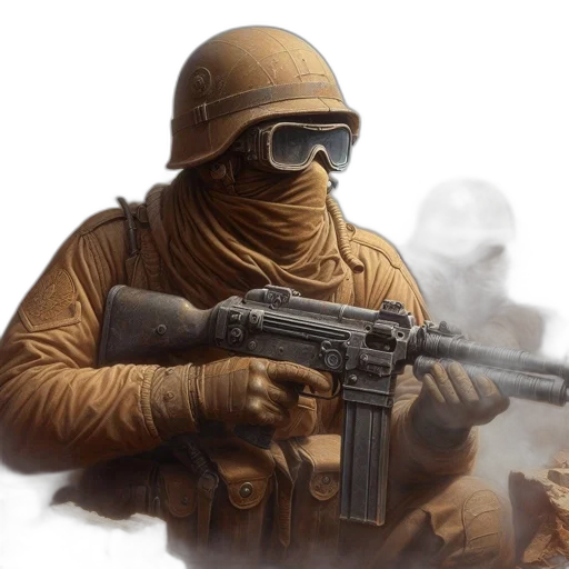 weapon, mask, staff, concept art, photorealistic, fantasy art, 3d render, fog transparent PNG cut-out
