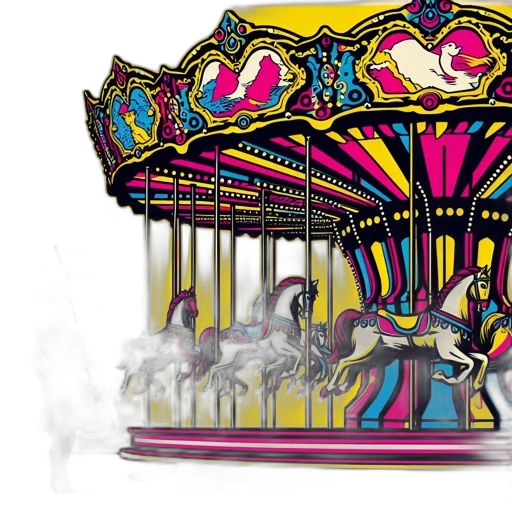 concept art, photorealistic, 3d render, illustrated, carousel, featuring, vividly, colored transparent PNG cut-out