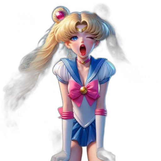 dress, staff, face, concept art, anime, pixel art, fantasy art, sailor transparent PNG cut-out