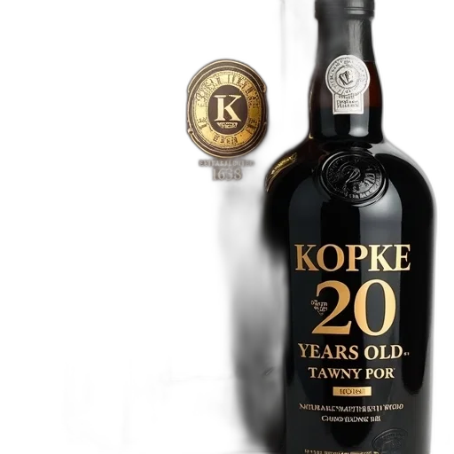 bottle, kopke, years, old, tawny, port, wine, displayed transparent PNG cut-out
