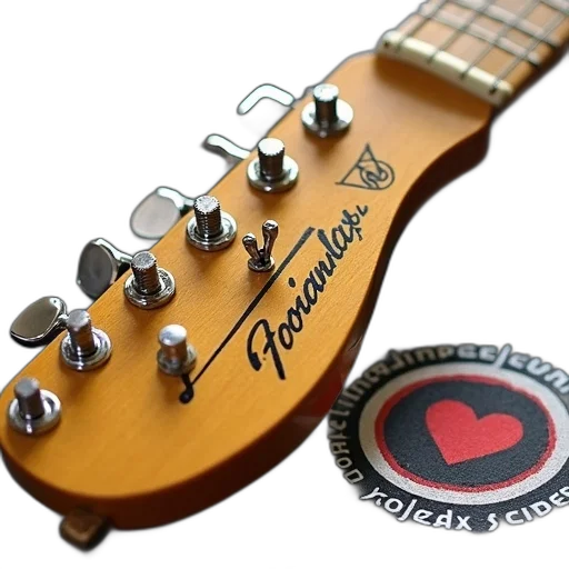 3d render, close-up, guitar, headstock, brand, name, fender, model transparent PNG cut-out