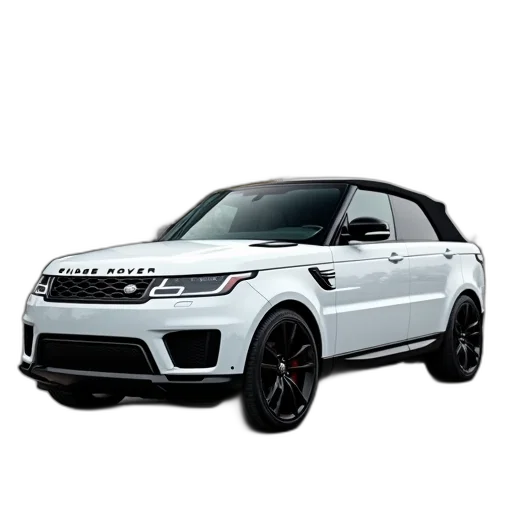 car, 3d render, photorealistic, white, range, rover, convertible, parked transparent PNG cut-out