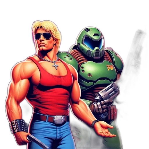 robot, comic book art, concept art, pixel art, fantasy art, outer space, two, characters transparent PNG cut-out
