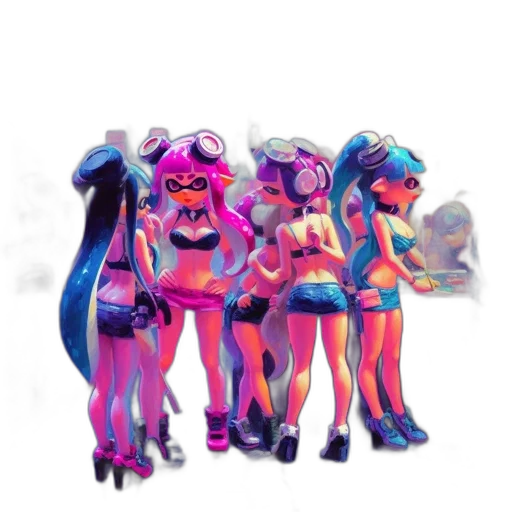 dress, weapon, staff, vaporwave, concept art, pixel art, watercolor, neon lights transparent PNG cut-out