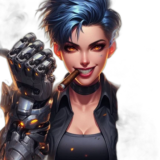face, cyberpunk, comic book art, concept art, fantasy art, blue, dark, female transparent PNG cut-out