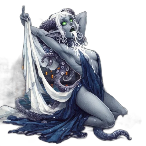 creature, mask, jewelry, concept art, fantasy art, comic book art, watercolor, blue transparent PNG cut-out