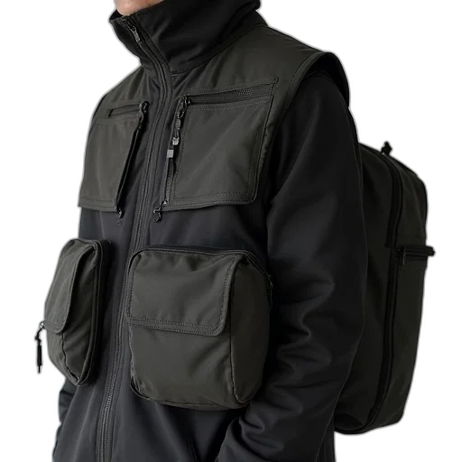 jacket, staff, cyberpunk, 5ive transparent PNG cut-out