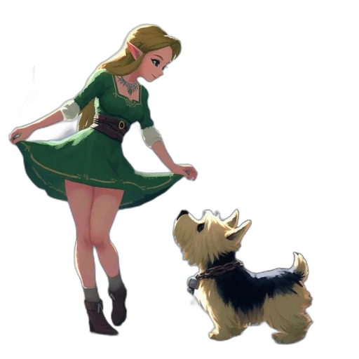 dress, concept art, pixel art, fantasy art, watercolor, forest, green, bustling transparent PNG cut-out