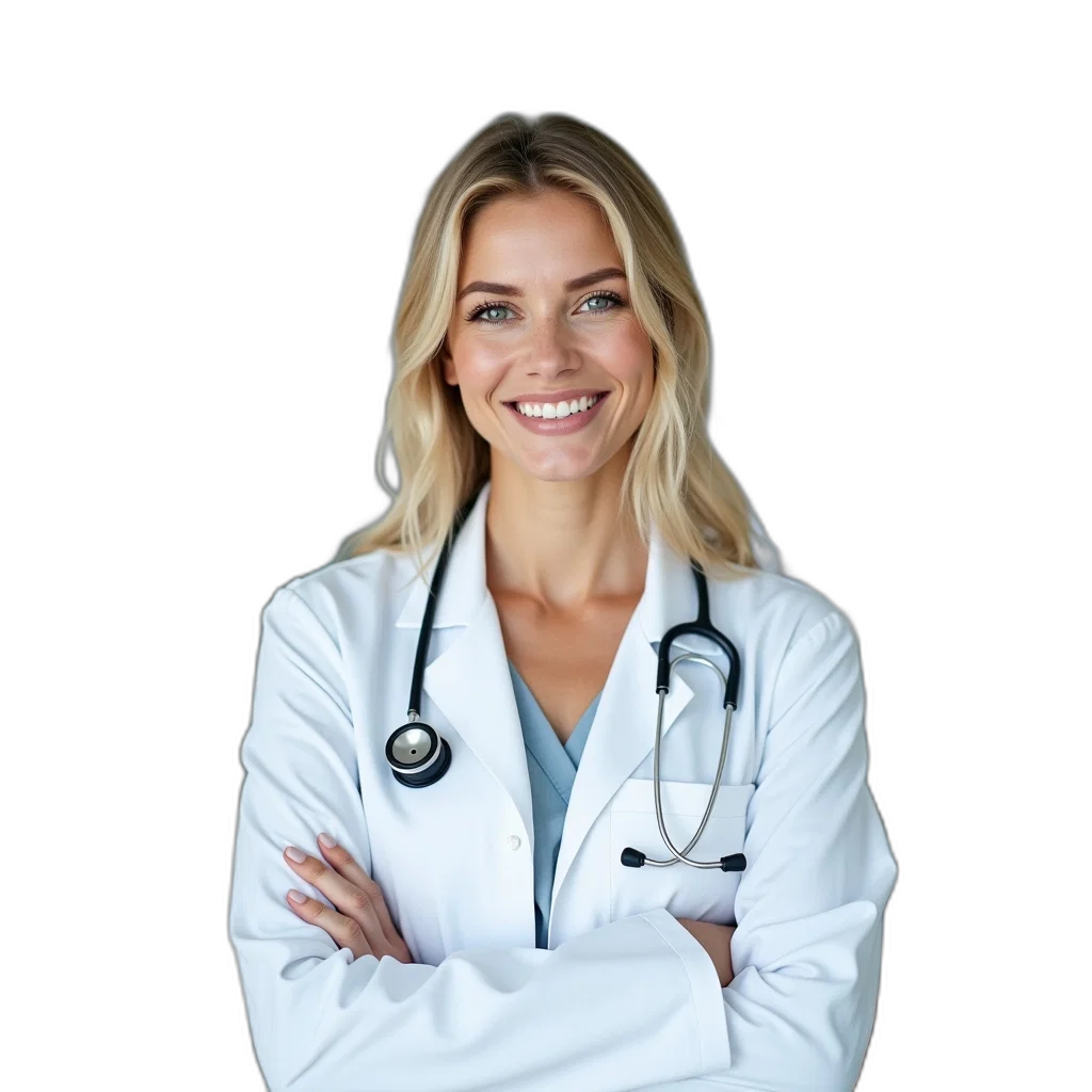 staff, face, jewelry, woman, blonde, hair, wearing, white transparent PNG cut-out