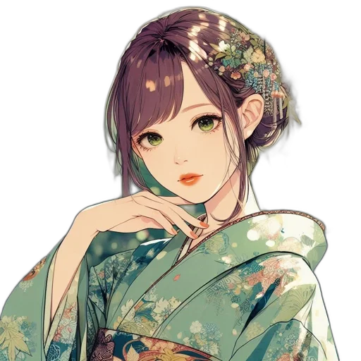 dress, flower, staff, face, anime, fantasy art, pixel art, concept art transparent PNG cut-out