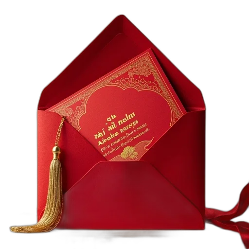staff, hat, crown, 3d render, red, envelope, golden, tassel transparent PNG cut-out
