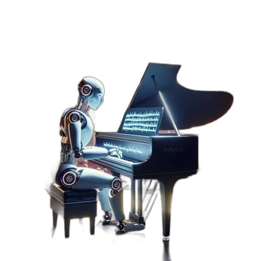 robot, furniture, concept art, 3d render, photorealistic, pixel art, neon lights, plays transparent PNG cut-out