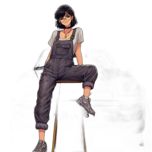 staff, photorealistic, concept art, pencil sketch, cartoon, monochrome, young, woman transparent PNG cut-out