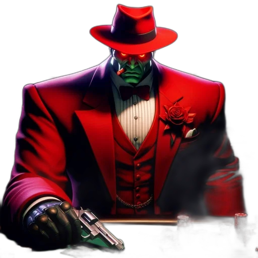 staff, mask, hat, concept art, comic book art, fantasy art, photorealistic, red transparent PNG cut-out