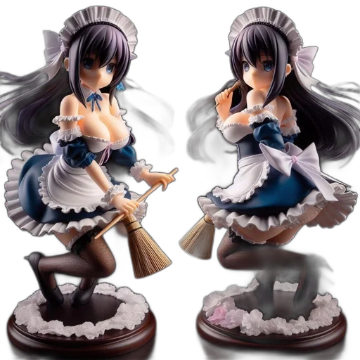3d render, concept art, anime, fantasy art, monochrome, two, identical, 7th transparent PNG cut-out
