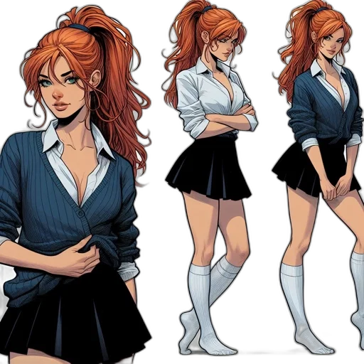 comic book art, concept art, cartoon, anime, illustrations, young, woman, red transparent PNG cut-out