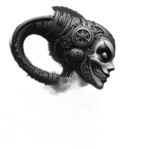 mask, creature, face, dragon, concept art, fantasy art, pencil sketch, photorealistic transparent PNG cut-out