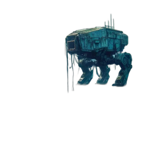 robot, creature, weapon, animal, concept art, cyberpunk, pixel art, 3d render transparent PNG cut-out