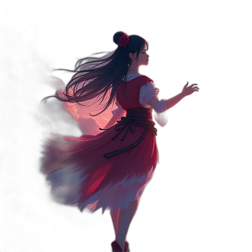 dress, creature, staff, mask, concept art, fantasy art, anime, watercolor transparent PNG cut-out