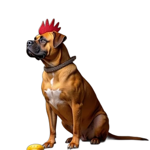 crown, animal, staff, hat, photorealistic, 3d render, concept art, dog transparent PNG cut-out