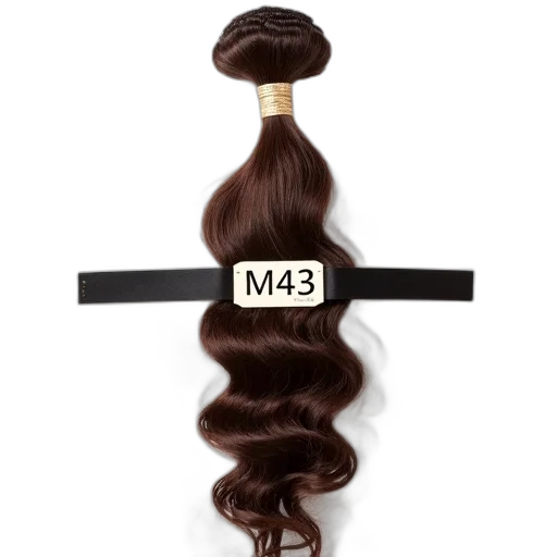 hair, crown, bundle, brown, label, m43, displayed, against transparent PNG cut-out