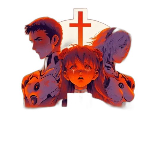 concept art, pixel art, anime, watercolor, fire, neon lights, red, colorful transparent PNG cut-out
