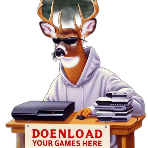 staff, 3d render, concept art, cartoon, pixel art, deer, sunglasses, hoodie transparent PNG cut-out