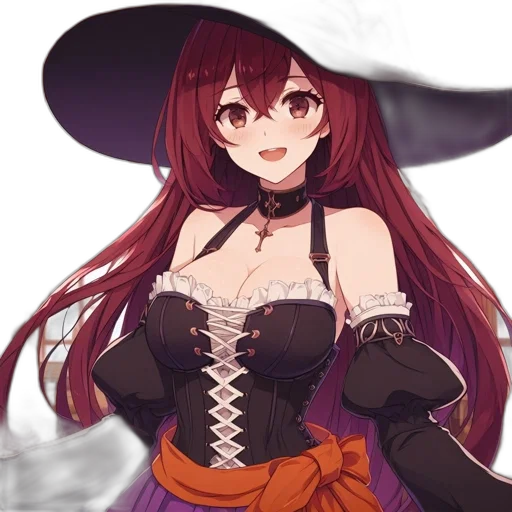 hat, dress, staff, crown, anime, fantasy art, pixel art, concept art transparent PNG cut-out