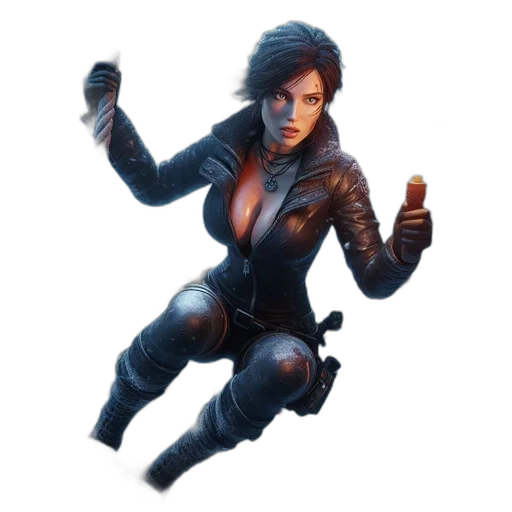 jacket, weapon, staff, concept art, cyberpunk, pixel art, fantasy art, adventurer transparent PNG cut-out