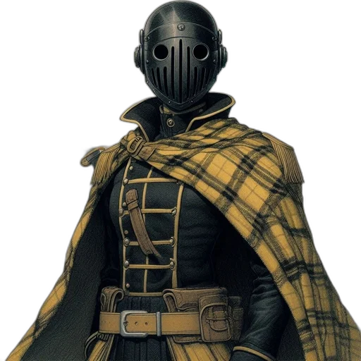 mask, robot, jacket, face, concept art, comic book art, fantasy art, cyberpunk transparent PNG cut-out