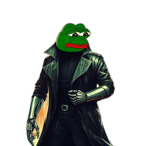 jacket, mask, weapon, staff, pixel art, green, noir, cityscape transparent PNG cut-out