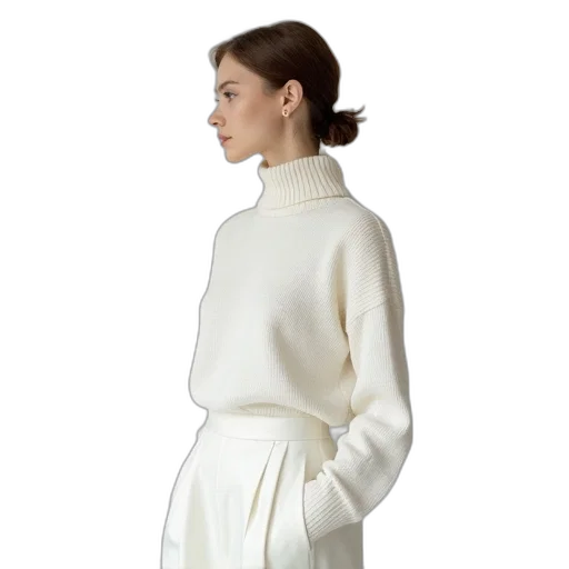 dress, jacket, monochrome, earth tones, woman, wearing, white, turtle transparent PNG cut-out